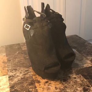 Black Peep Toe Heels, Size 7